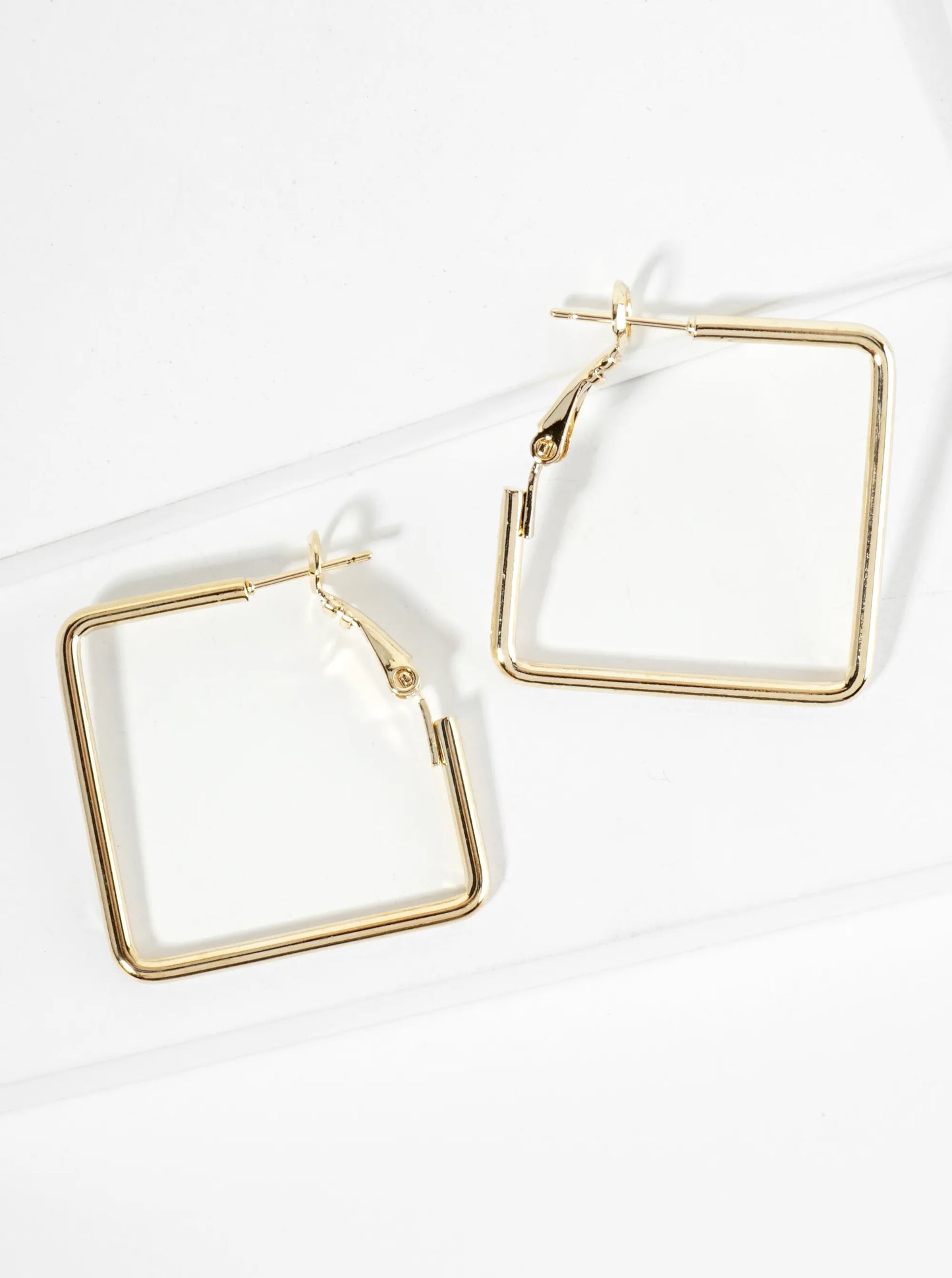 30mm Polished 14K-Gold-Dipped Square Latch Back Hoop Earrings