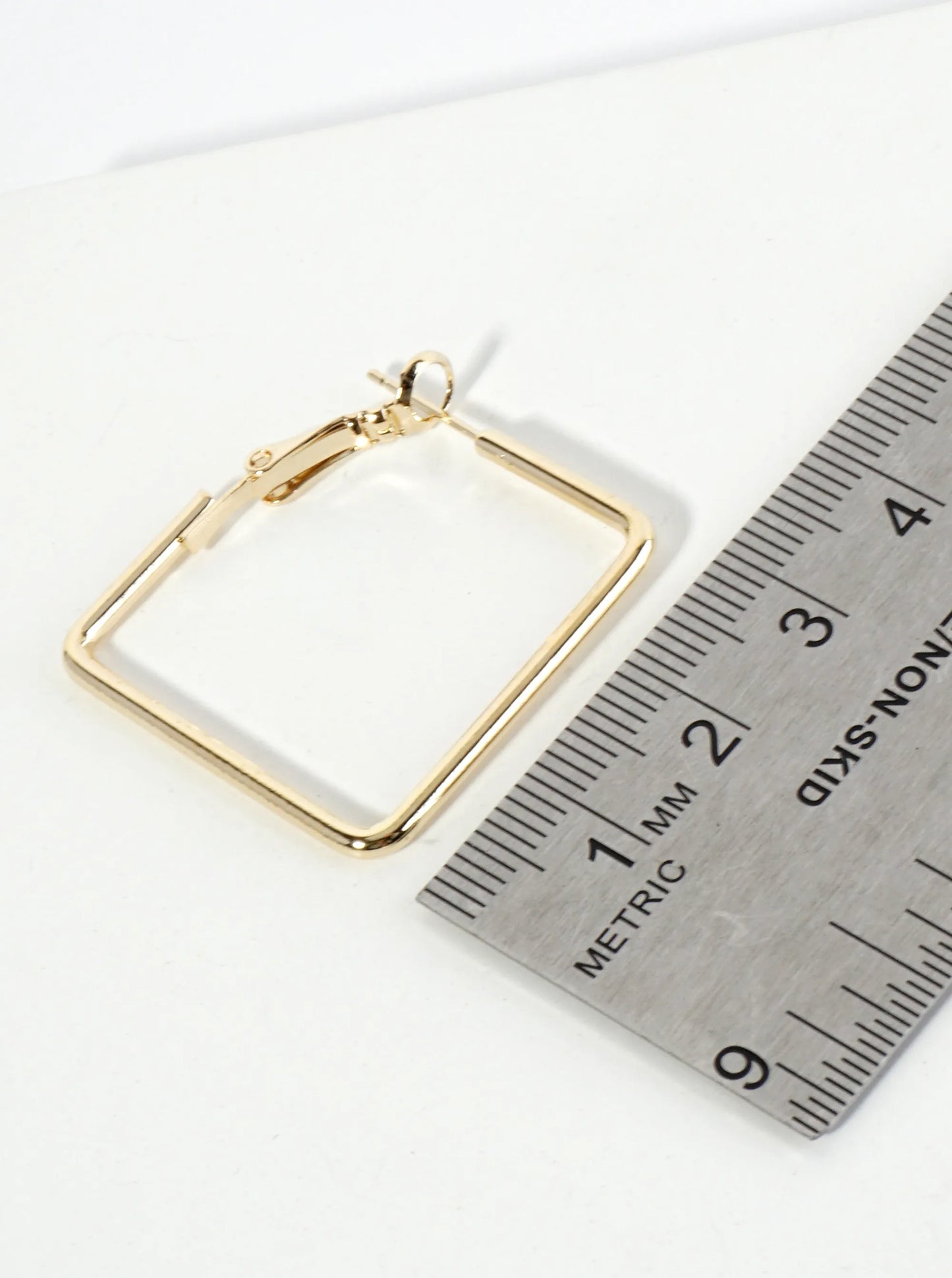 30mm Polished 14K-Gold-Dipped Square Latch Back Hoop Earrings