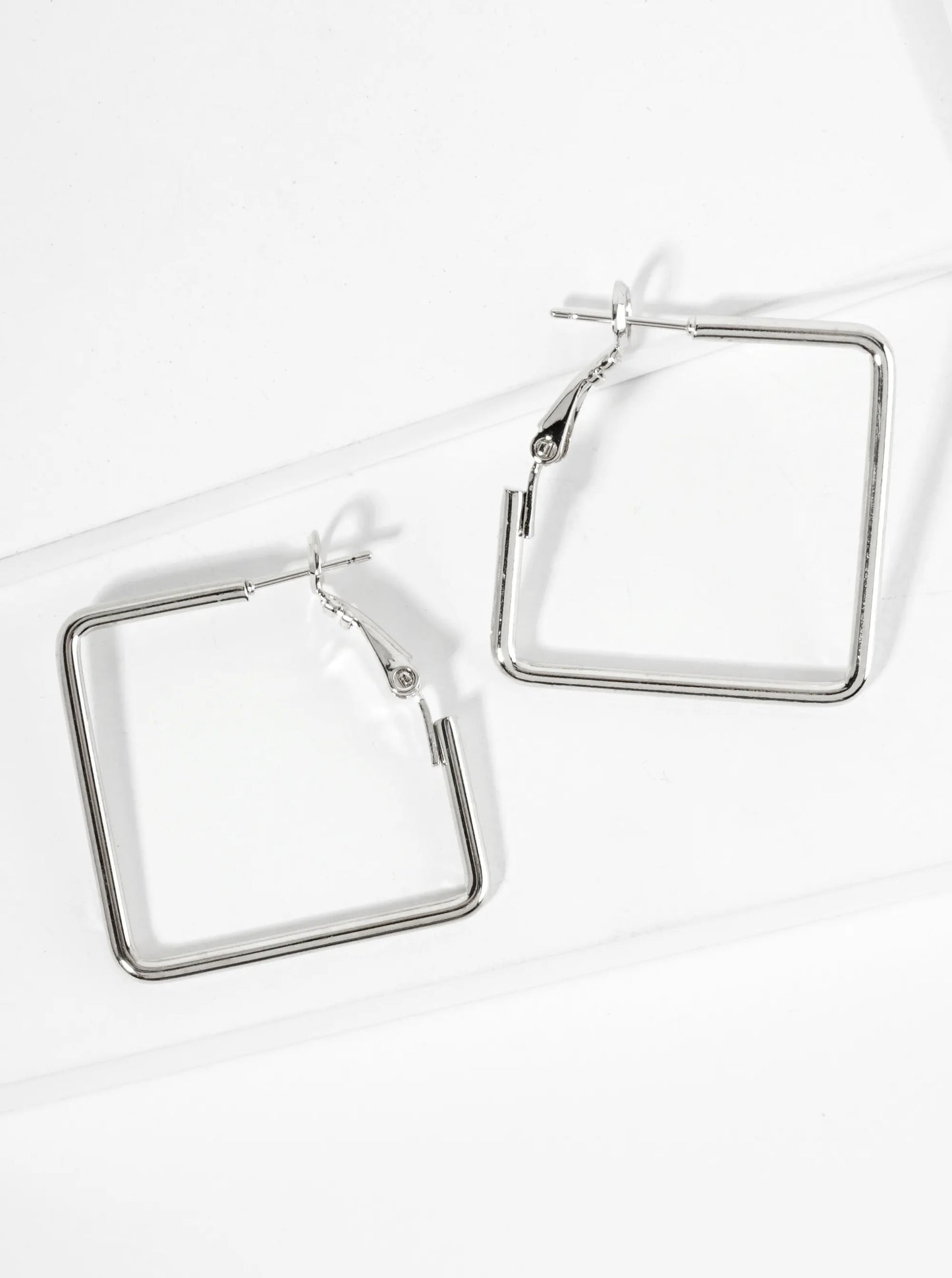 30mm Polished 14K-Gold-Dipped Square Latch Back Hoop Earrings