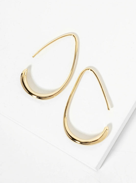30mm Polished 14K-Gold-Dipped Tapered Teardrop Hoop Earrings