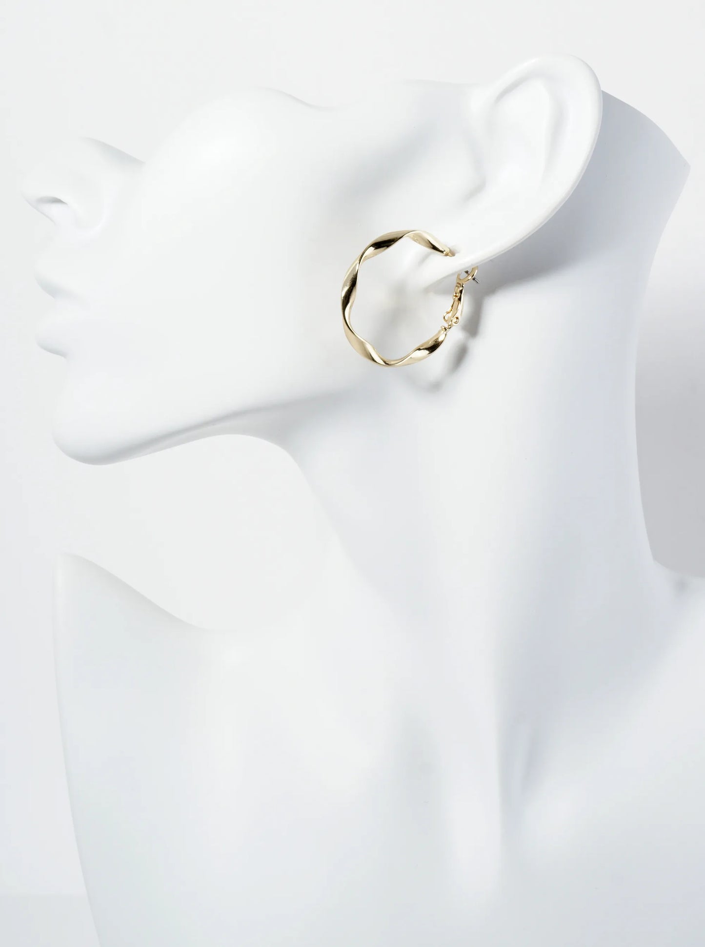 30mm Polished 14K-Gold-Dipped Twist Latch-Back Hoop Earrings