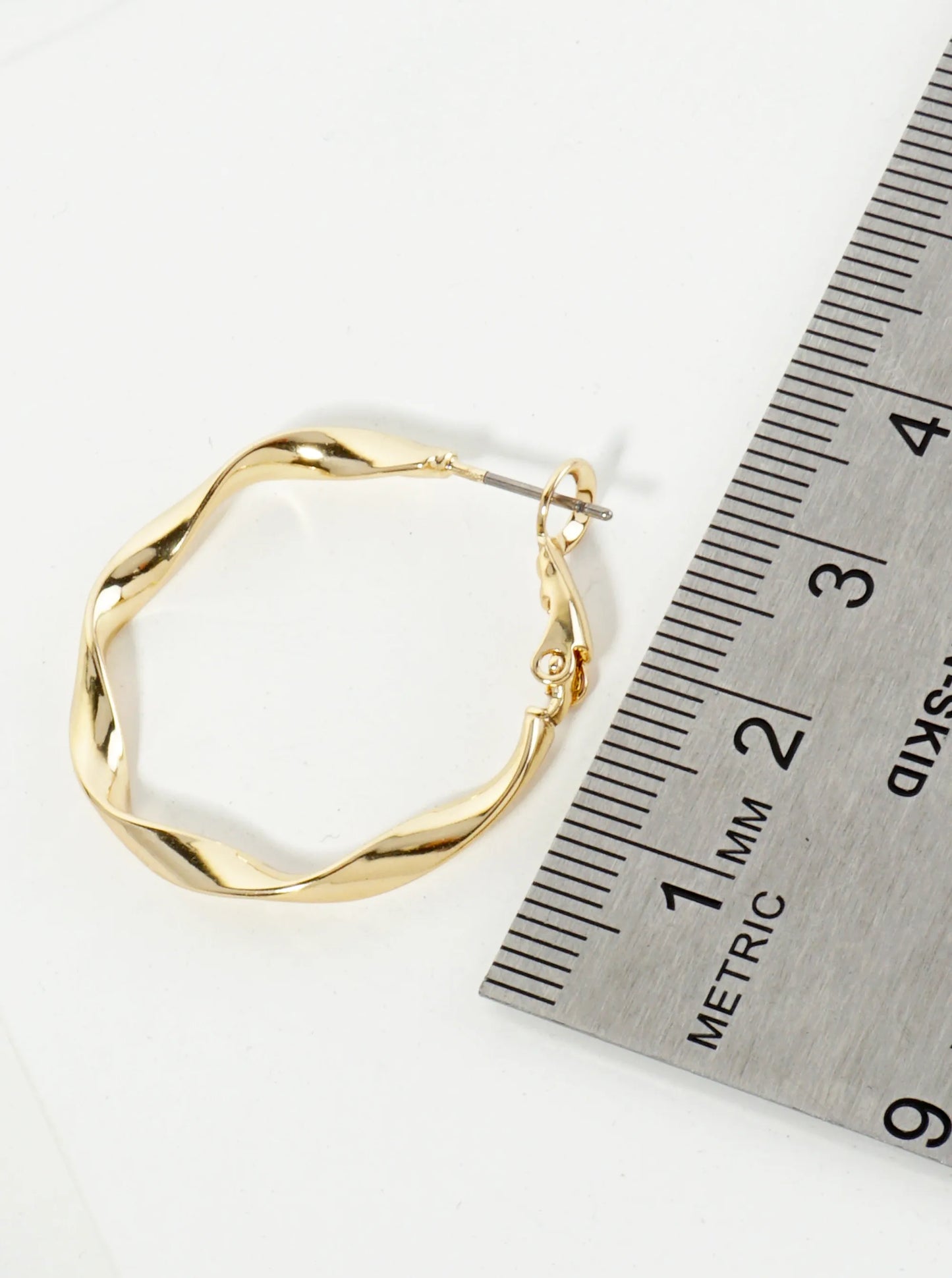 30mm Polished 14K-Gold-Dipped Twist Latch-Back Hoop Earrings