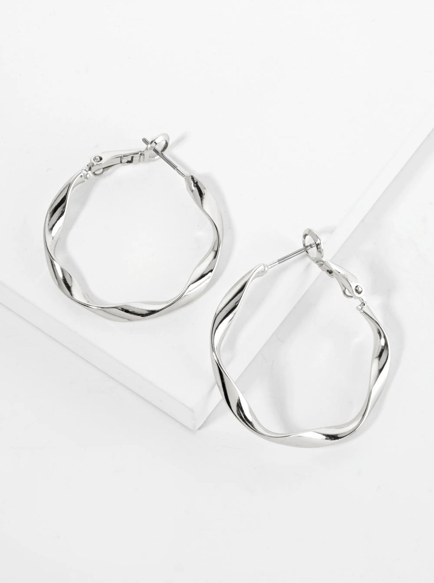 30mm Polished 14K-Gold-Dipped Twist Latch-Back Hoop Earrings