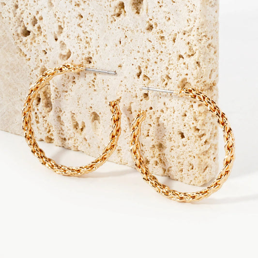 30mm Polished Chain Hoop Earrings