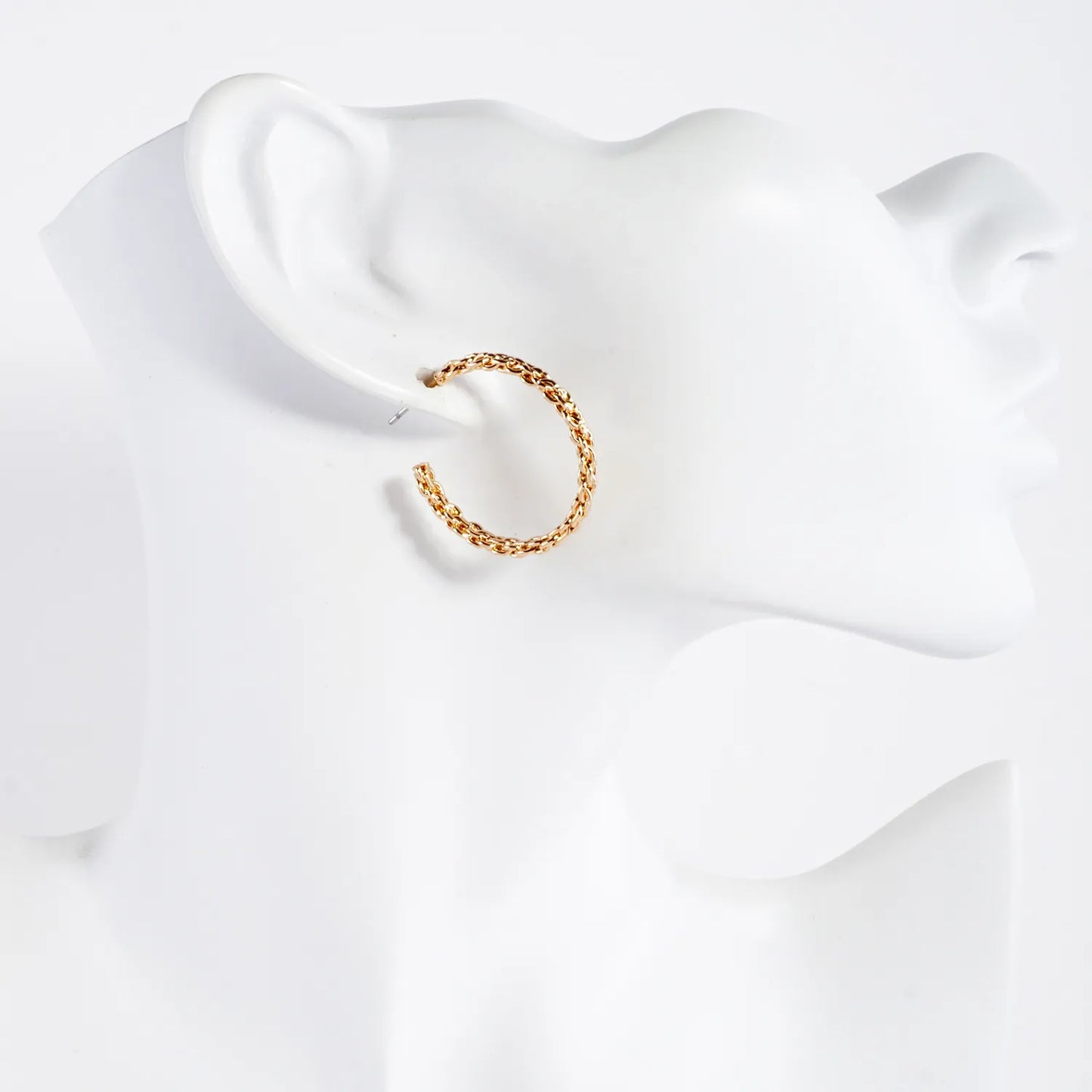 30mm Polished Chain Hoop Earrings