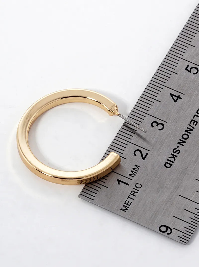 30mm Polished Metal Open Hoop Earrings