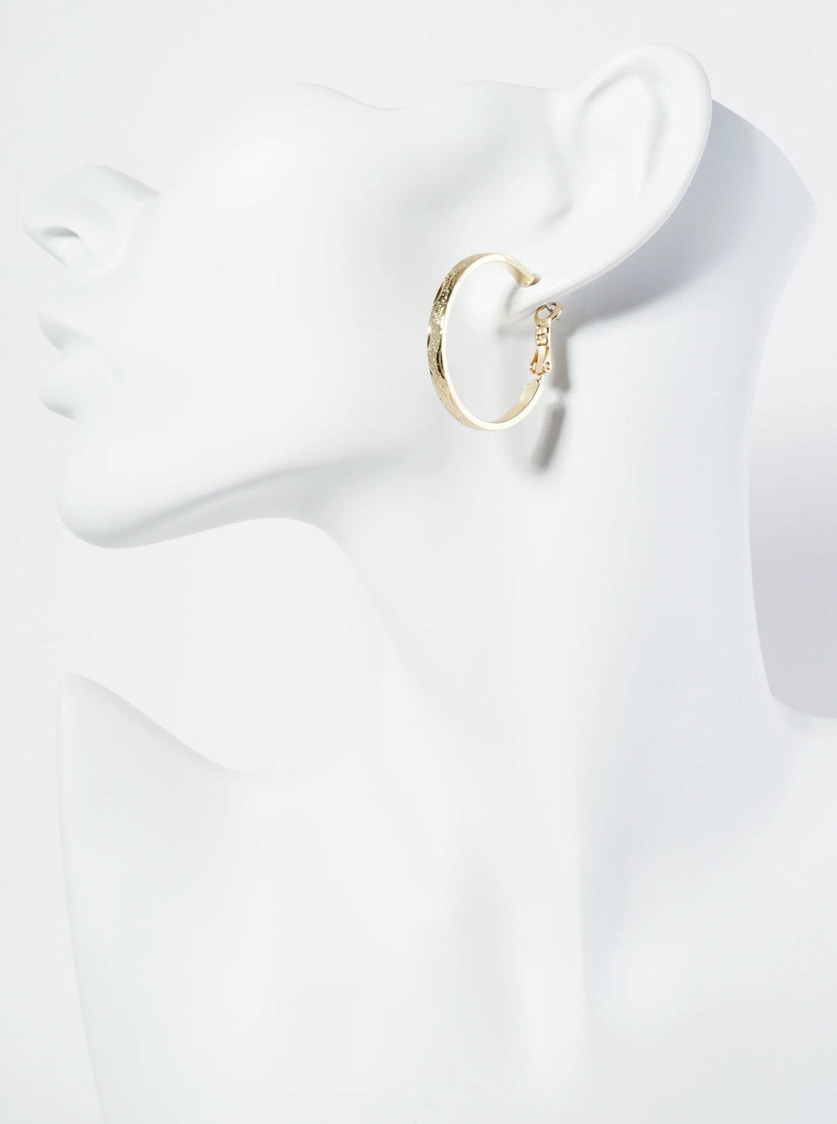 30mm Refined 14K-Gold-Dipped Texture Latch-Back Hoop Earrings