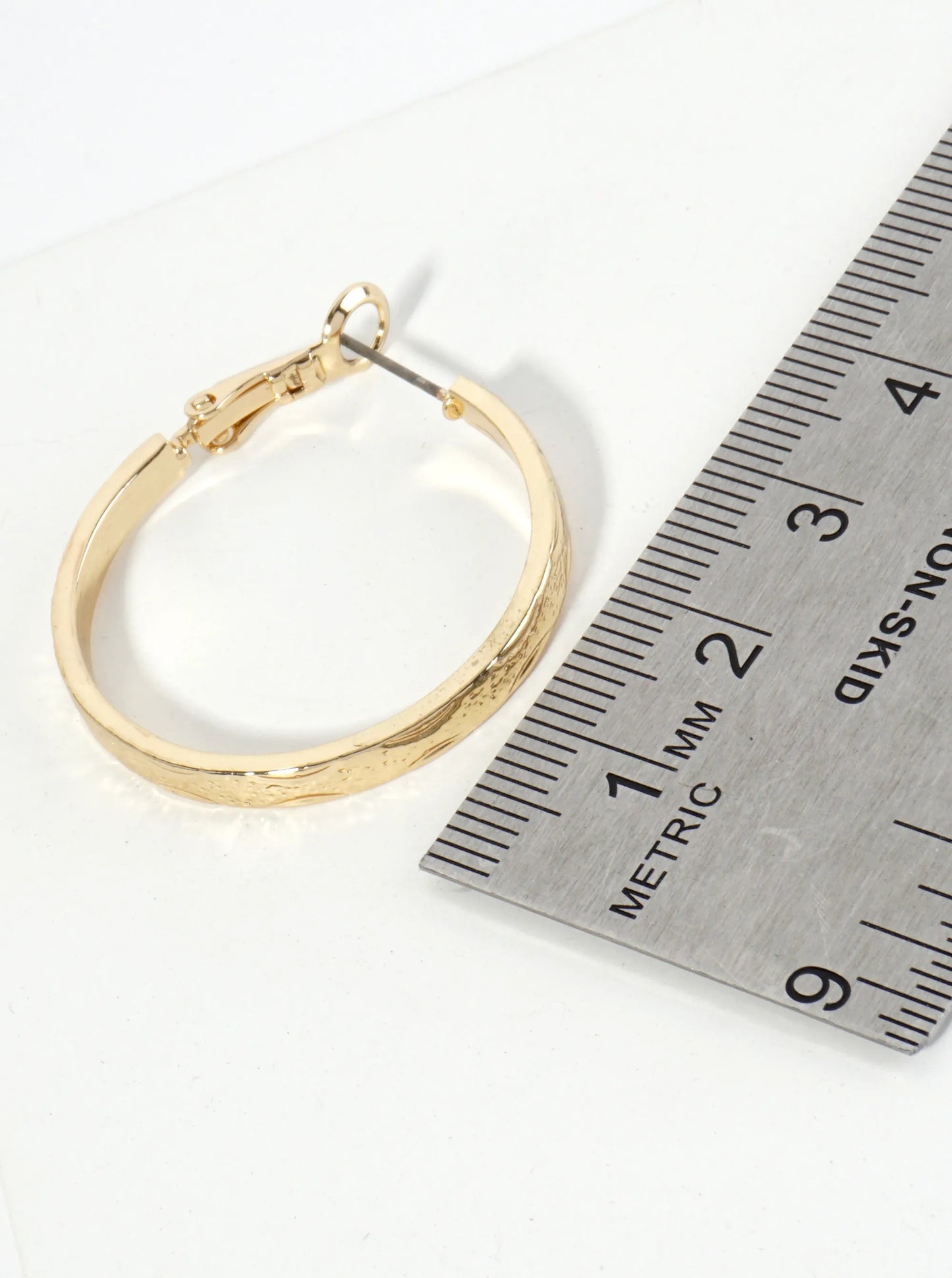 30mm Refined 14K-Gold-Dipped Texture Latch-Back Hoop Earrings