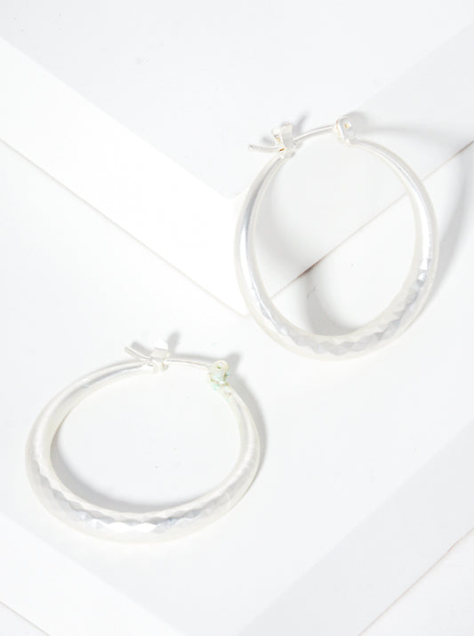 30mm Round Textured Brass Hoop Earrings