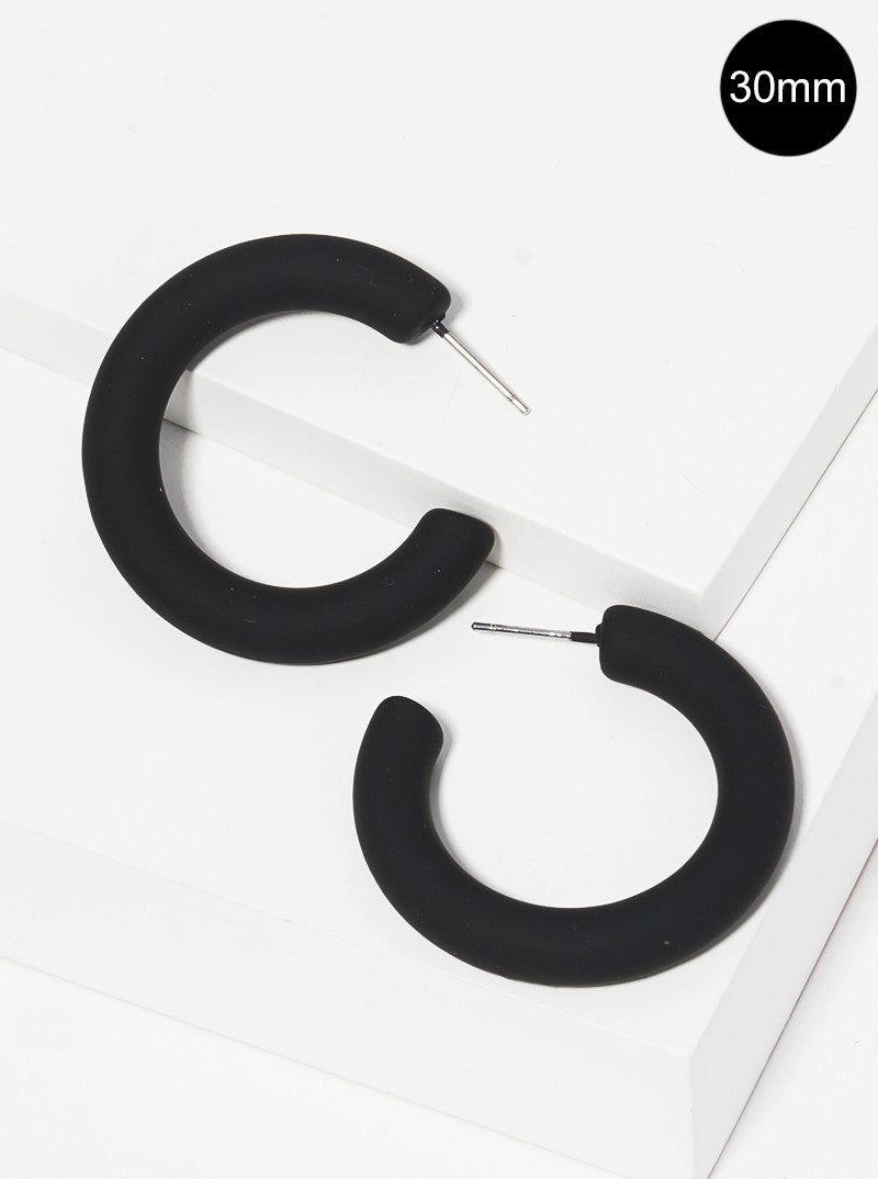 30mm Rubber Coated Matte Hollow Hoop Earrings