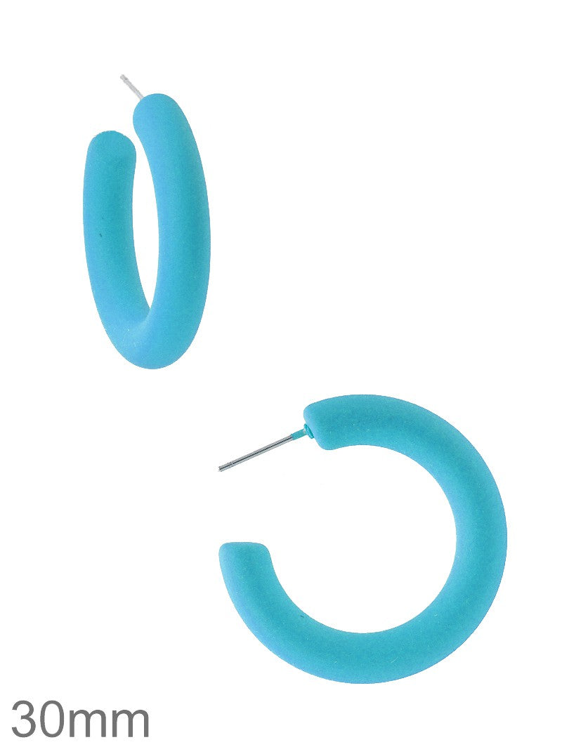 30mm Rubber Coated Matte Hollow Hoop Earrings