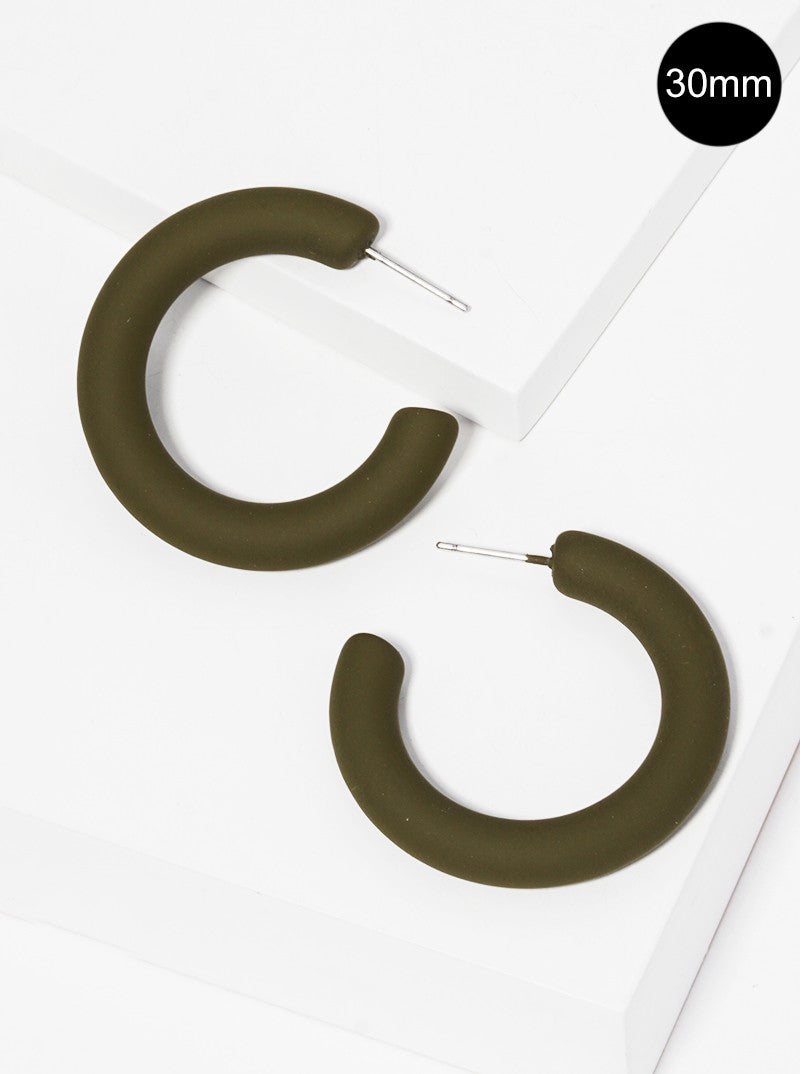 30mm Rubber Coated Matte Hollow Hoop Earrings