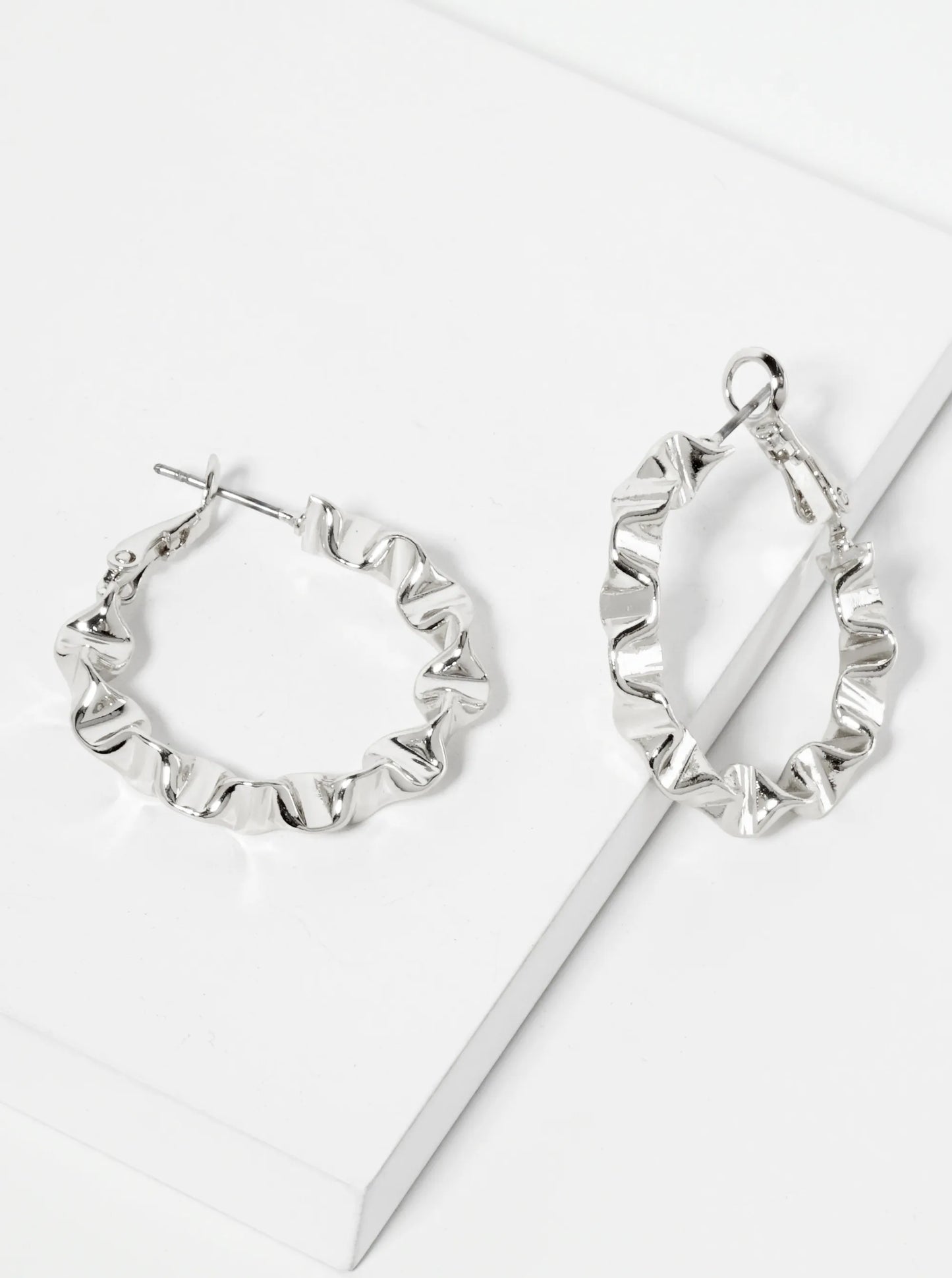 30mm Ruched 14K-Gold-Dipped Brass Latch-Back Hoop Earrings