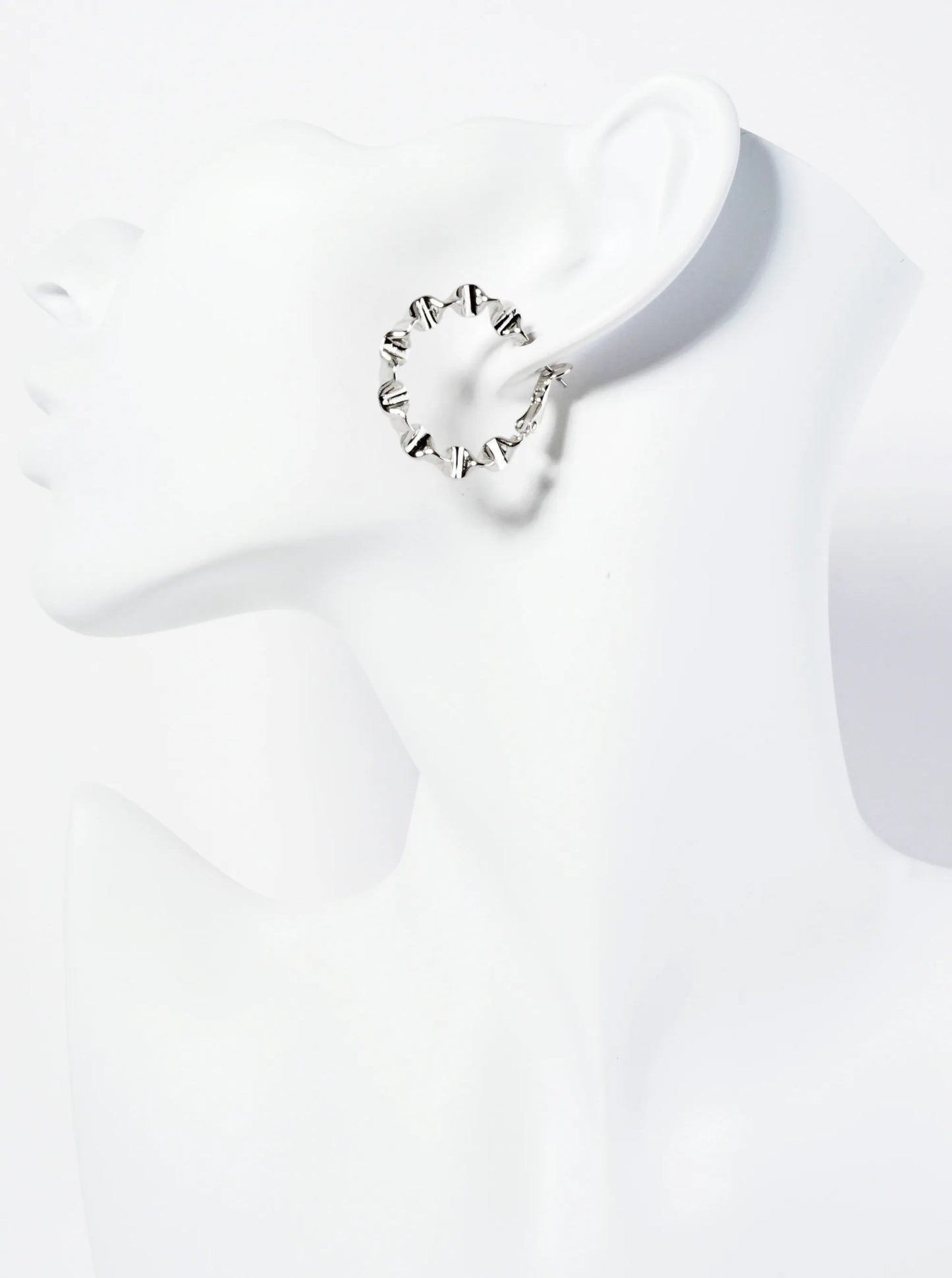 30mm Ruched 14K-Gold-Dipped Brass Latch-Back Hoop Earrings