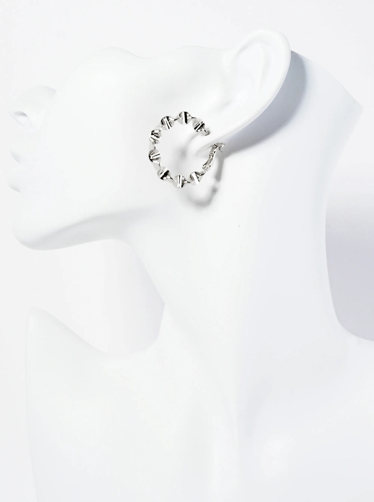 30mm Ruched 14K-Gold-Dipped Brass Latch-Back Hoop Earrings