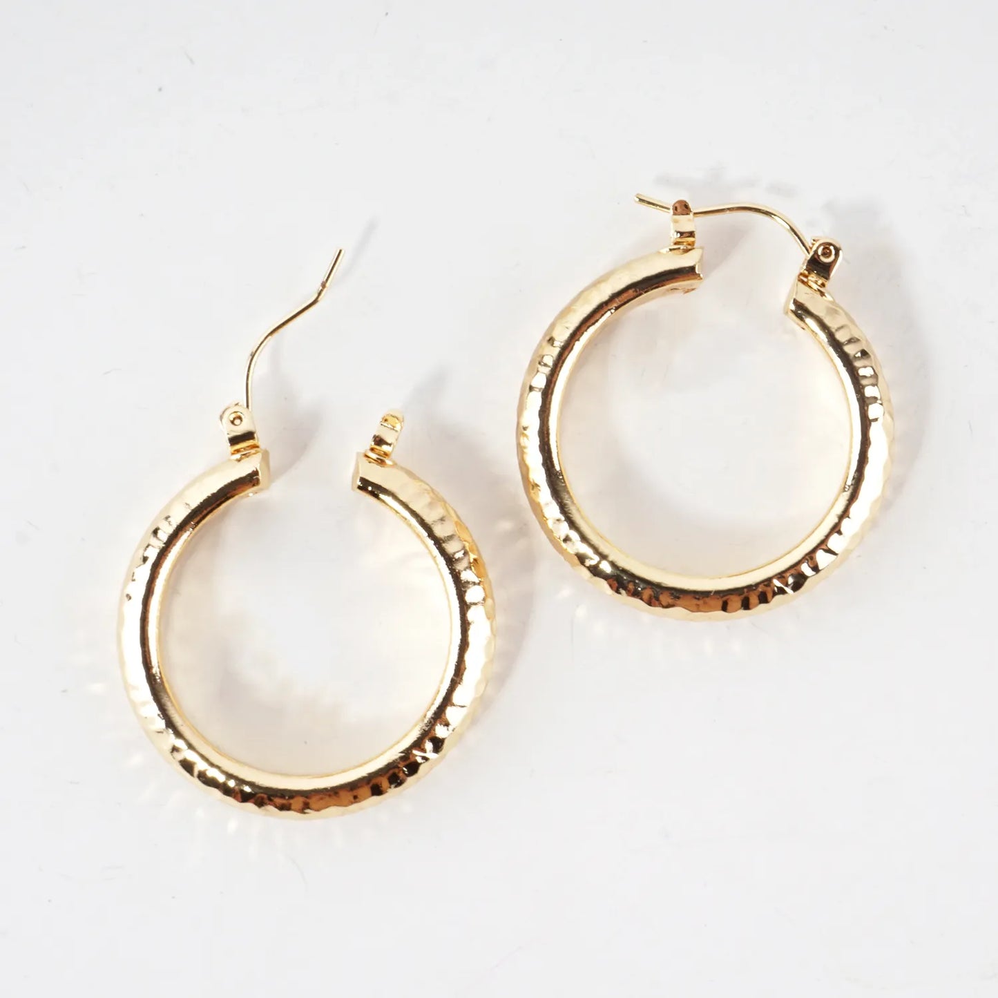 30mm Shiny Hammered Aluminum Hoop Earrings