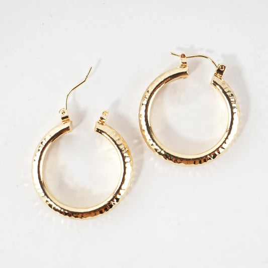 30mm Shiny Hammered Aluminum Hoop Earrings