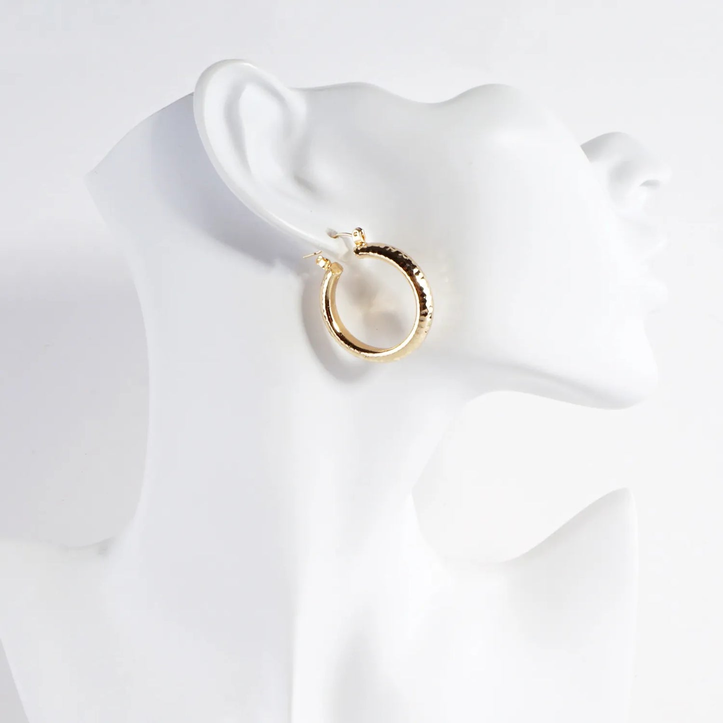 30mm Shiny Hammered Aluminum Hoop Earrings