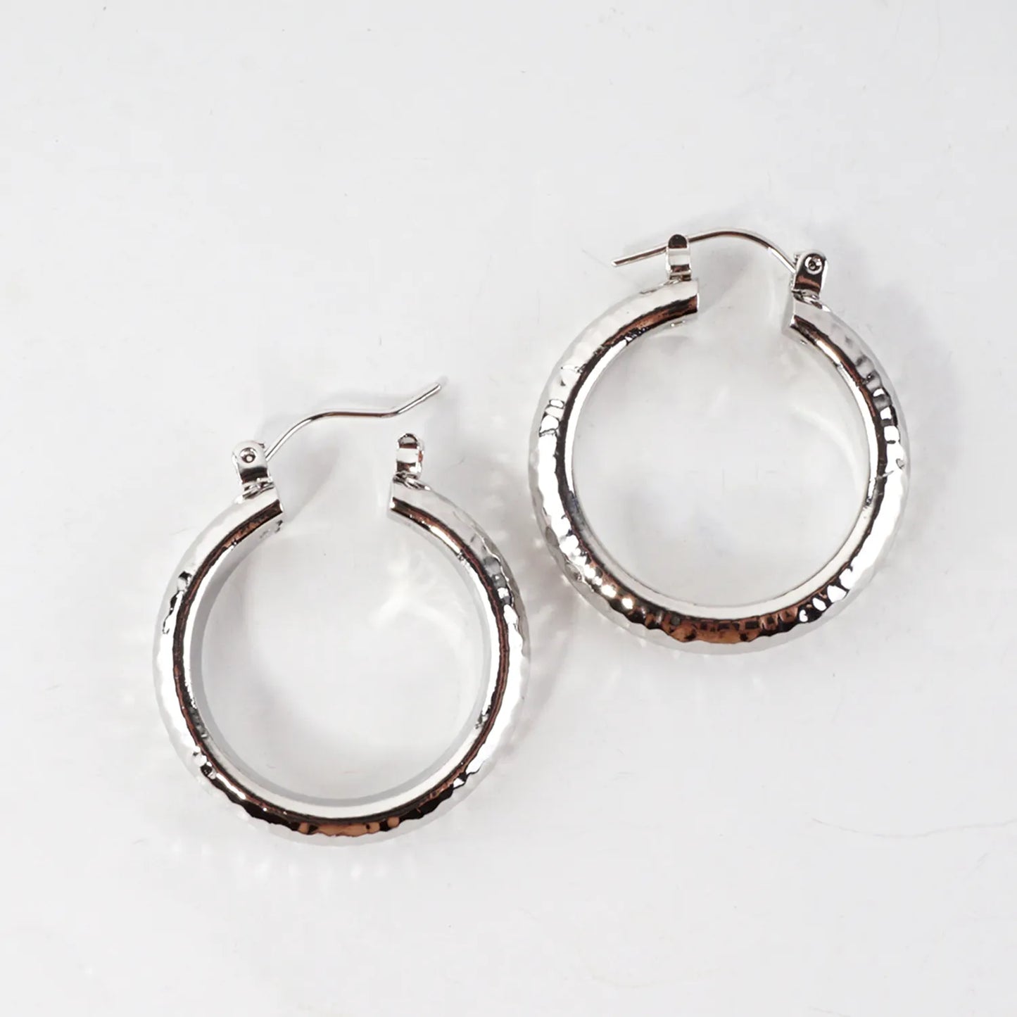 30mm Shiny Hammered Aluminum Hoop Earrings