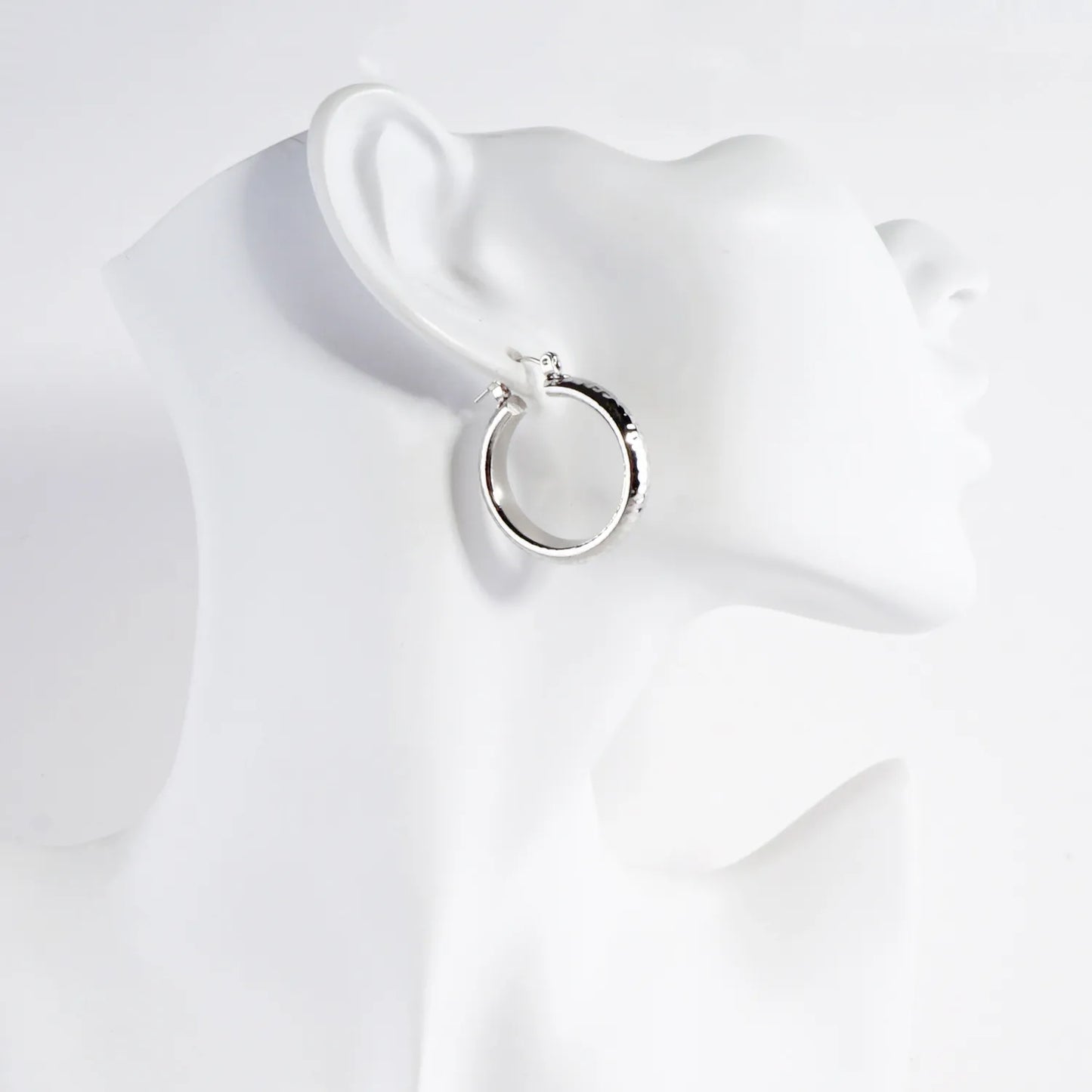30mm Shiny Hammered Aluminum Hoop Earrings