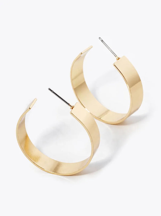 30mm Simple Wide Brass Hoop Earrings