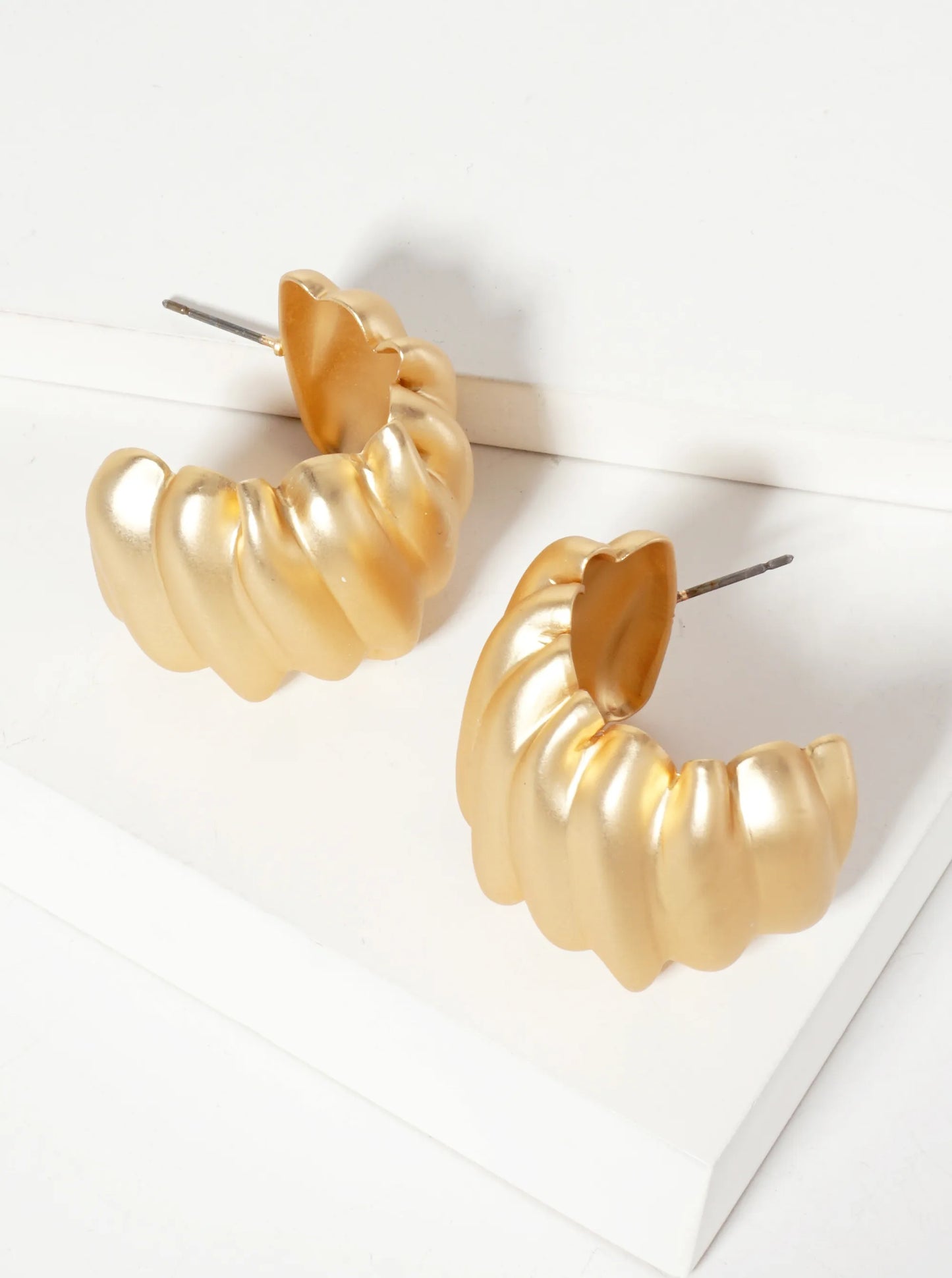 30mm Softly Pleated Wide Hoop Earrings