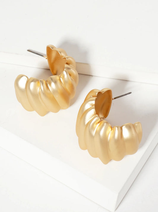 30mm Softly Pleated Wide Hoop Earrings