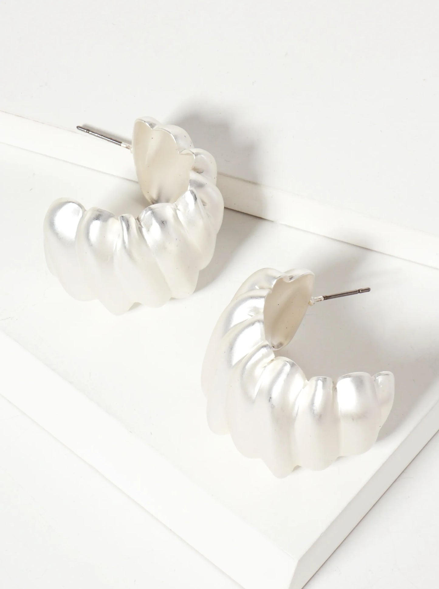 30mm Softly Pleated Wide Hoop Earrings