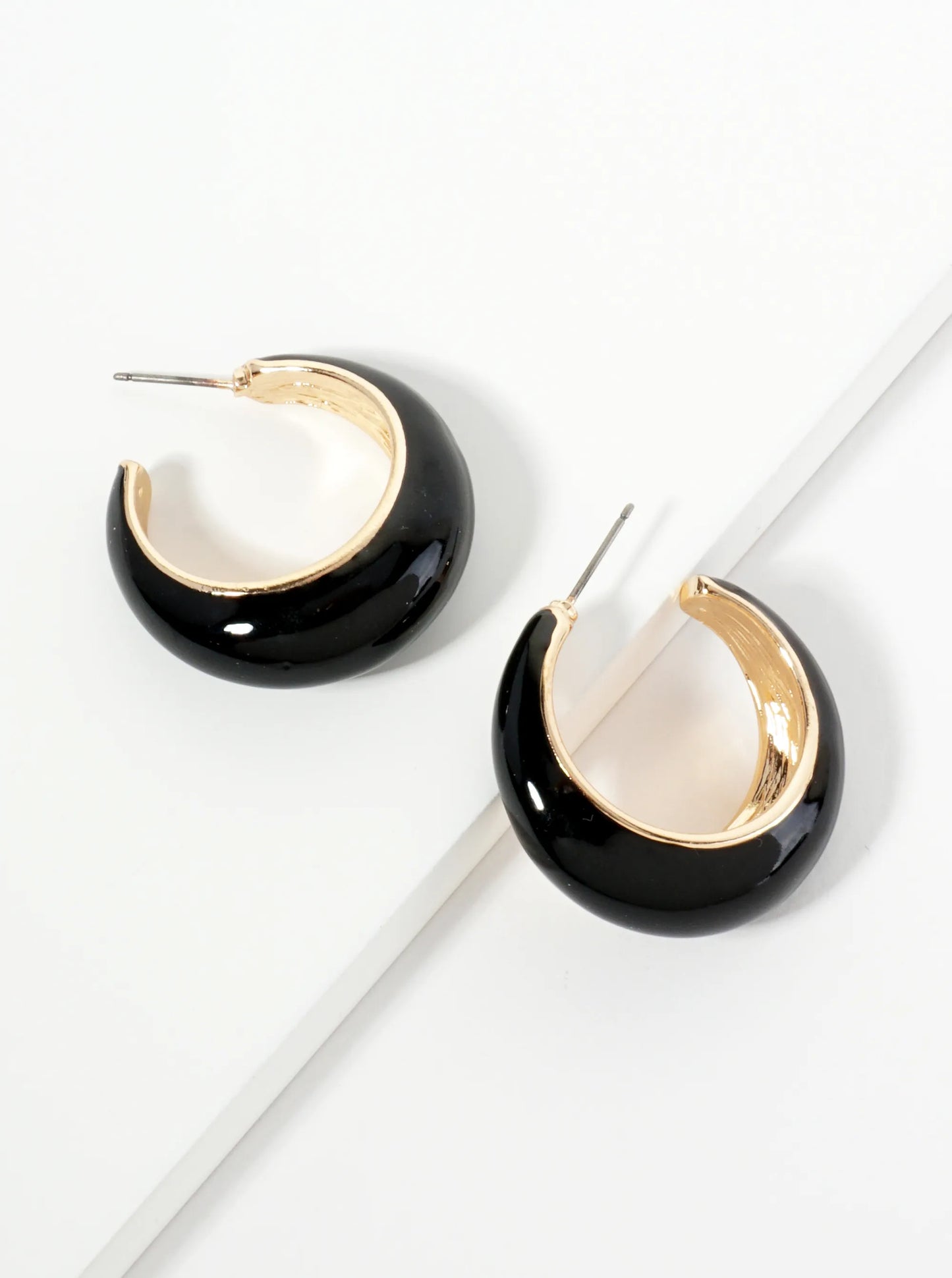 30mm Tapered Enamel Open Hoop Earrings