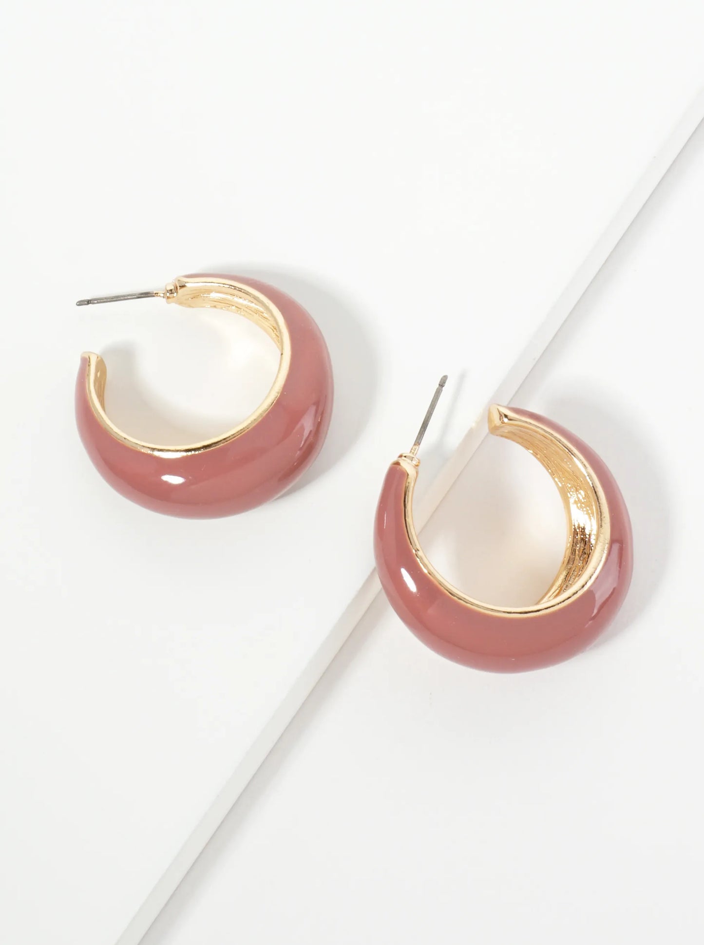 30mm Tapered Enamel Open Hoop Earrings