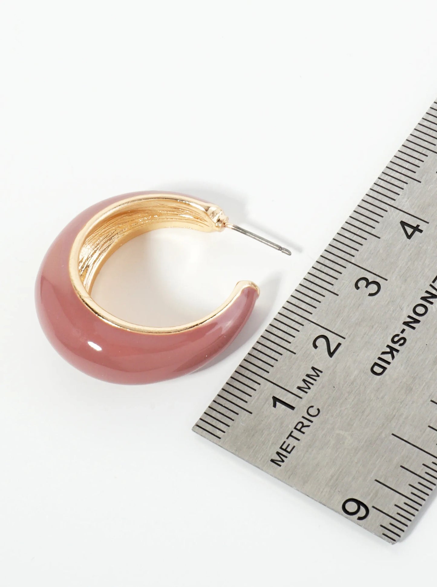 30mm Tapered Enamel Open Hoop Earrings