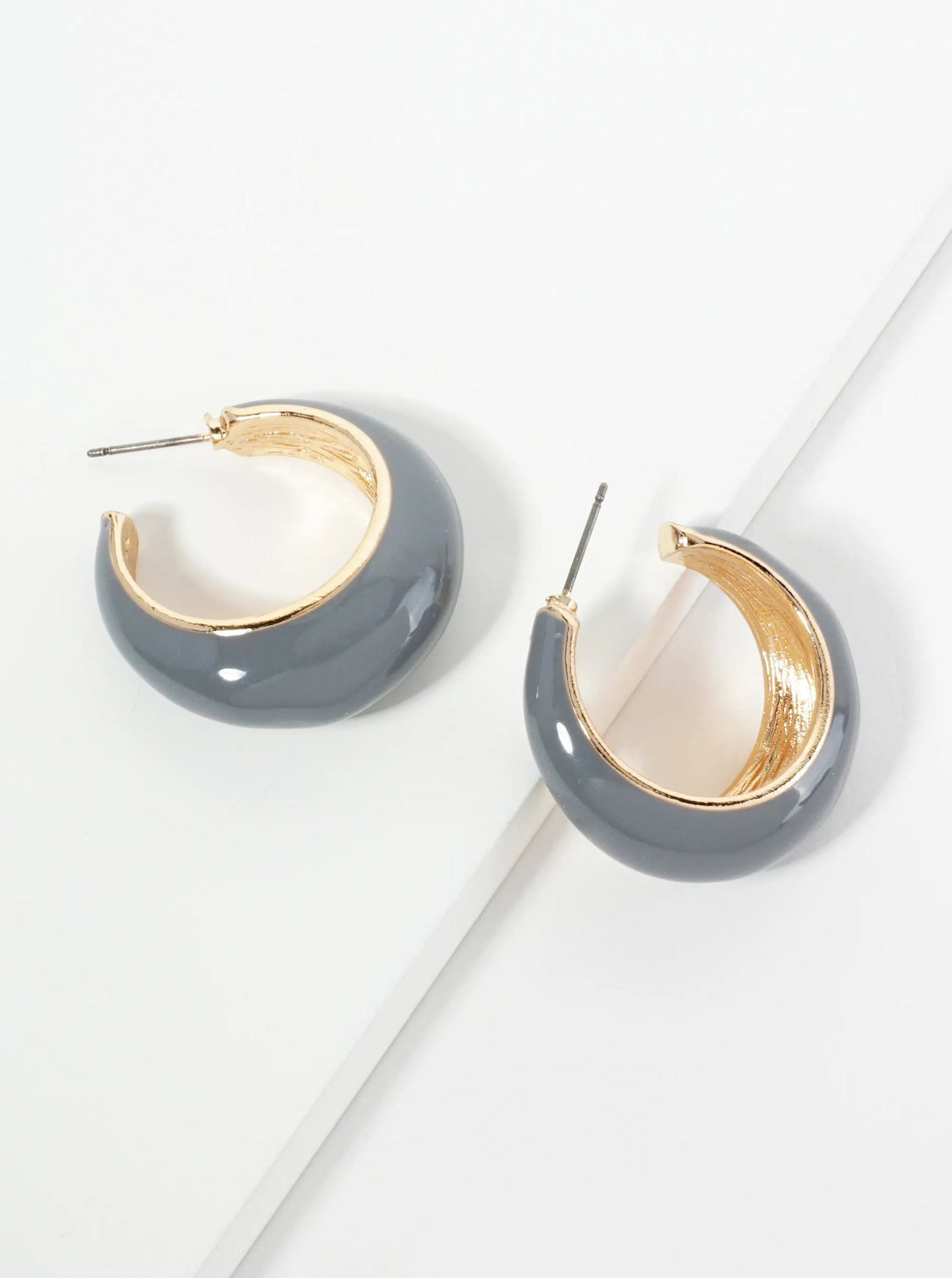 30mm Tapered Enamel Open Hoop Earrings