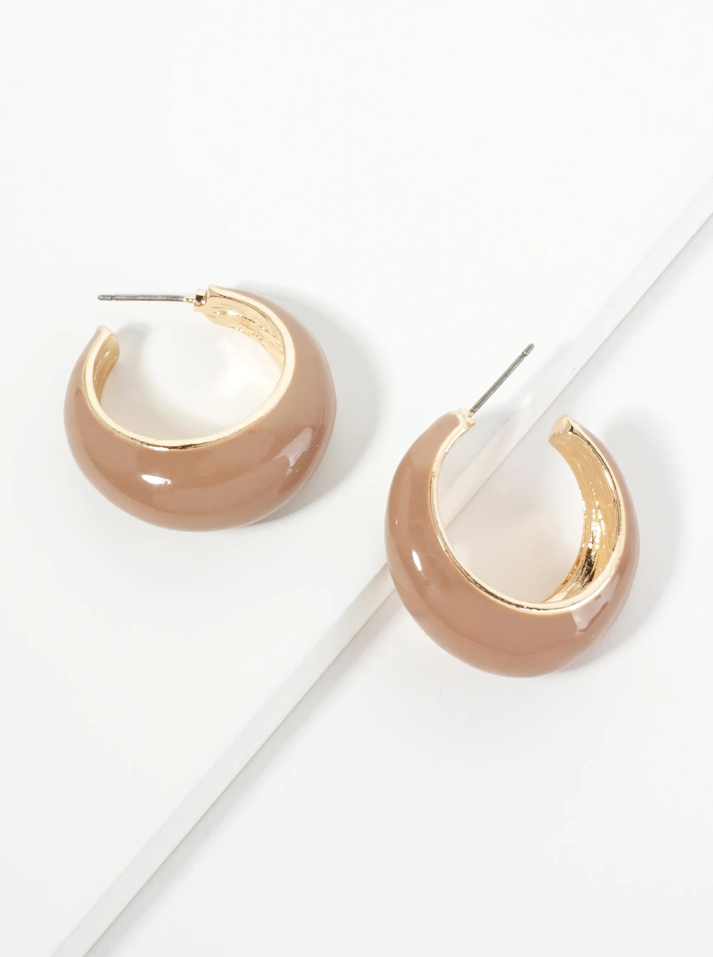 30mm Tapered Enamel Open Hoop Earrings