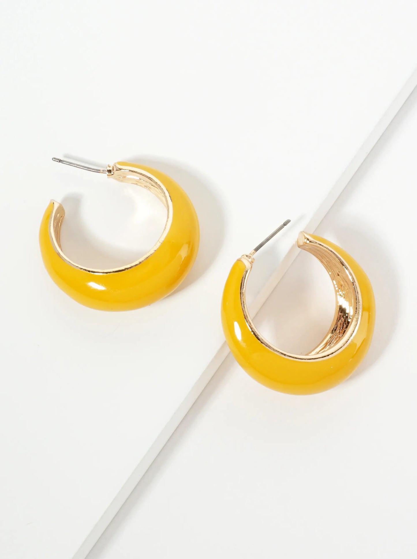 30mm Tapered Enamel Open Hoop Earrings