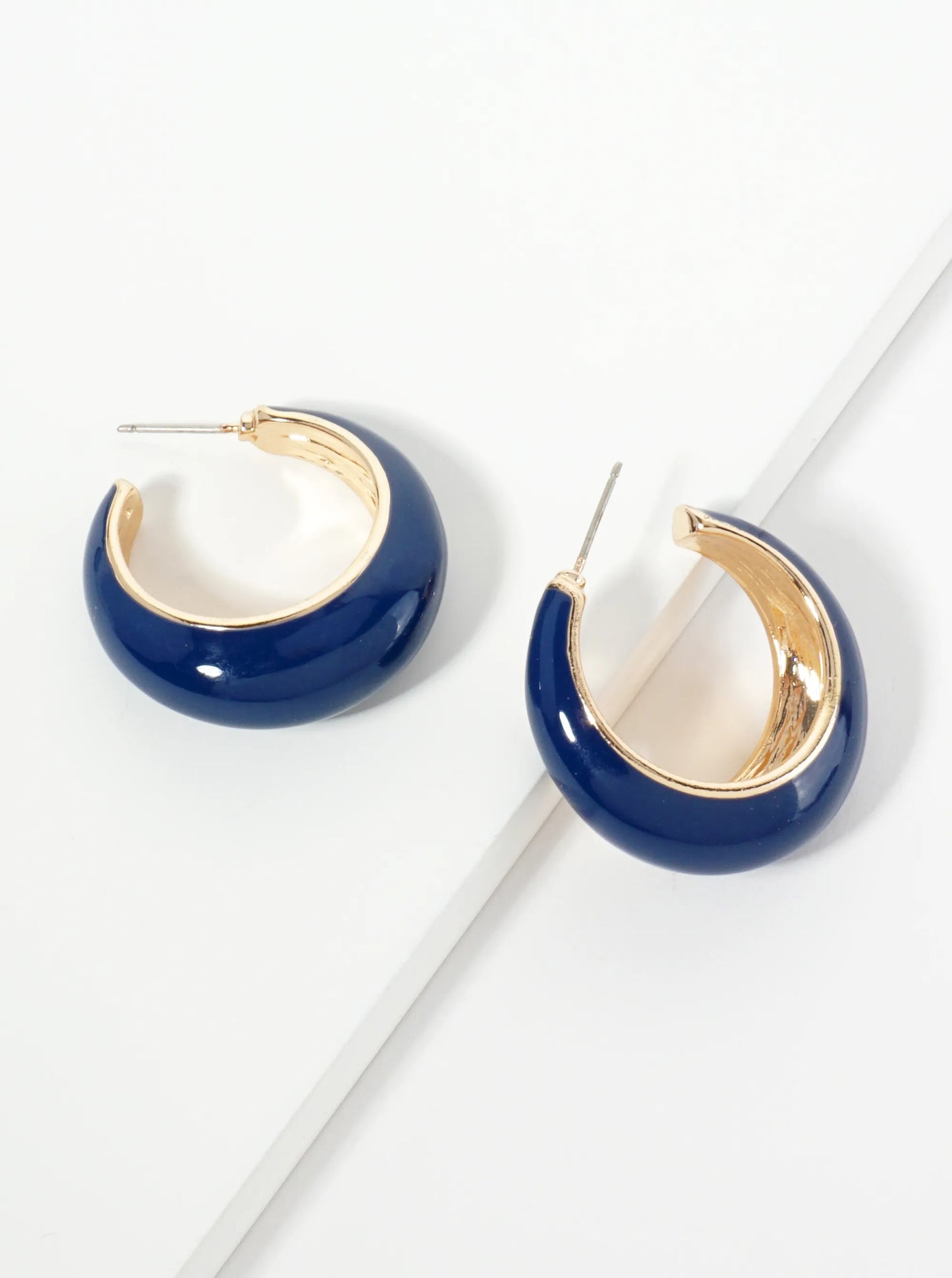 30mm Tapered Enamel Open Hoop Earrings