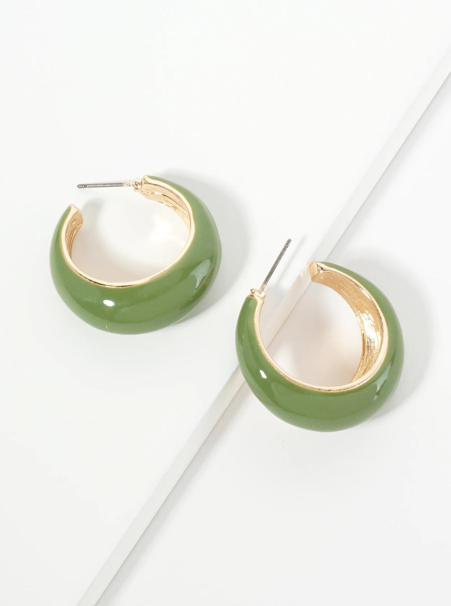 30mm Tapered Enamel Open Hoop Earrings