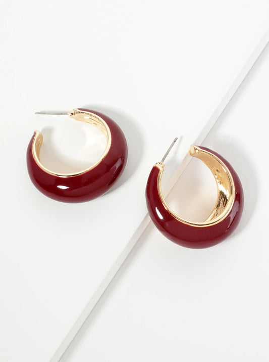 30mm Tapered Enamel Open Hoop Earrings