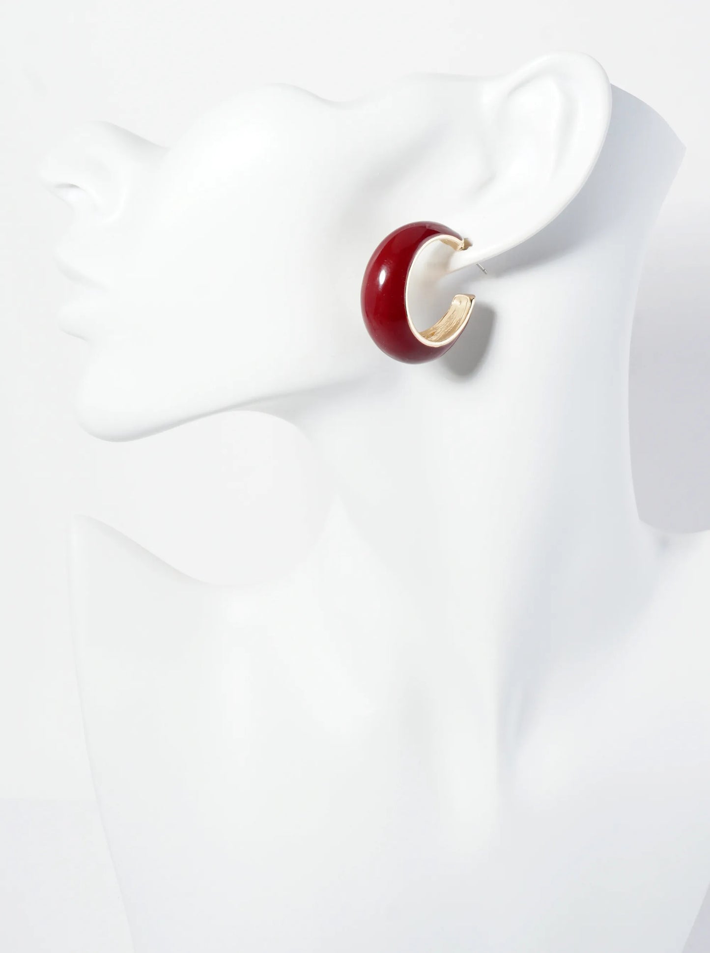 30mm Tapered Enamel Open Hoop Earrings