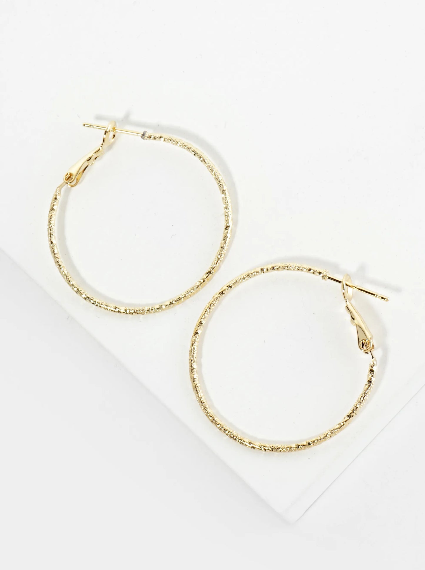 30mm Textured 14K-Gold-Dipped Lightweight Latch-Back Hoop Earrings