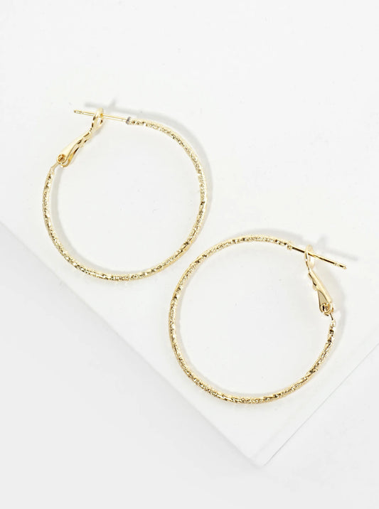 30mm Textured 14K-Gold-Dipped Lightweight Latch-Back Hoop Earrings