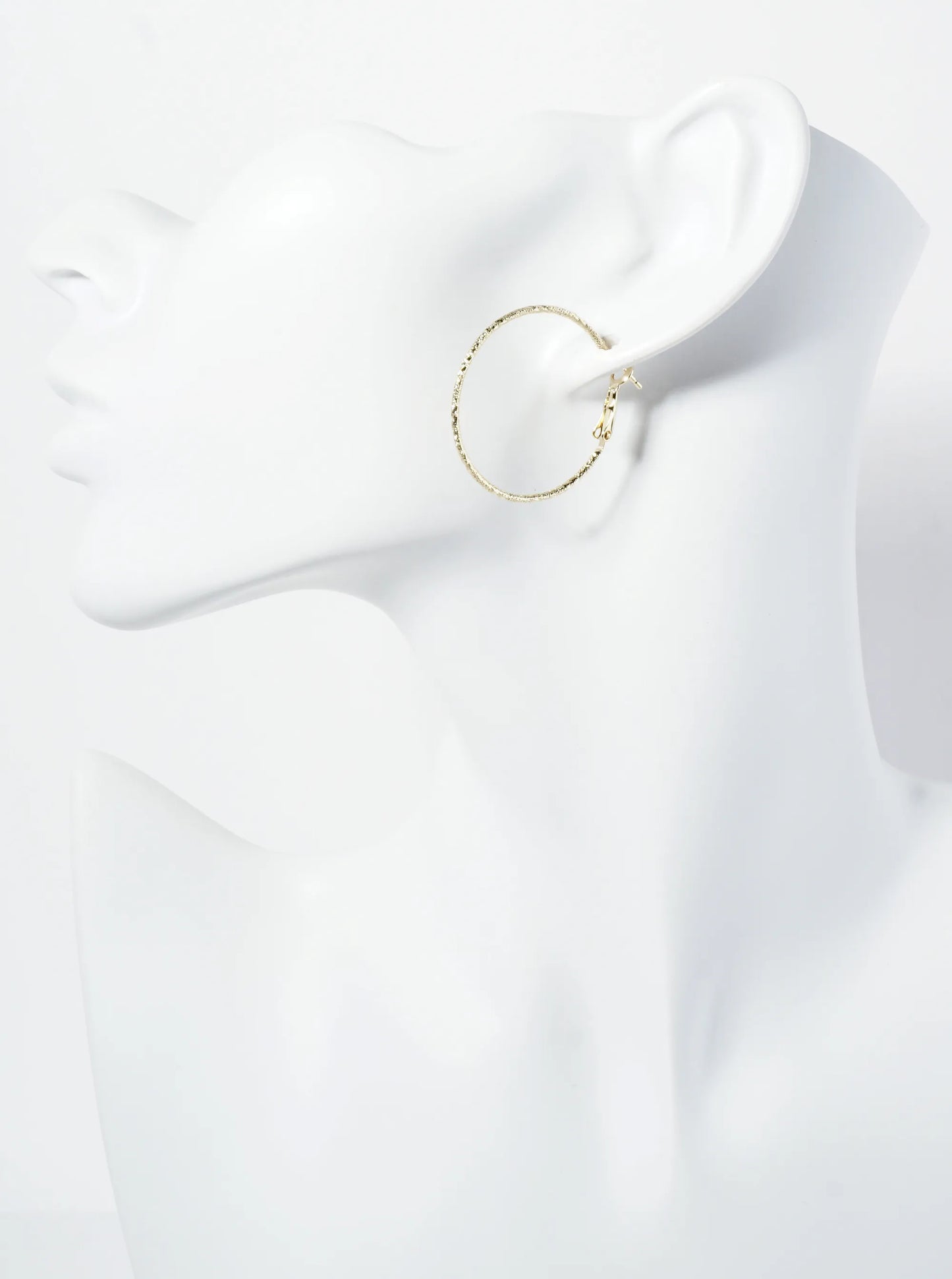 30mm Textured 14K-Gold-Dipped Lightweight Latch-Back Hoop Earrings