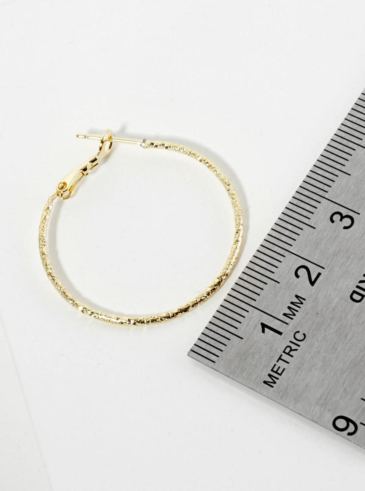 30mm Textured 14K-Gold-Dipped Lightweight Latch-Back Hoop Earrings