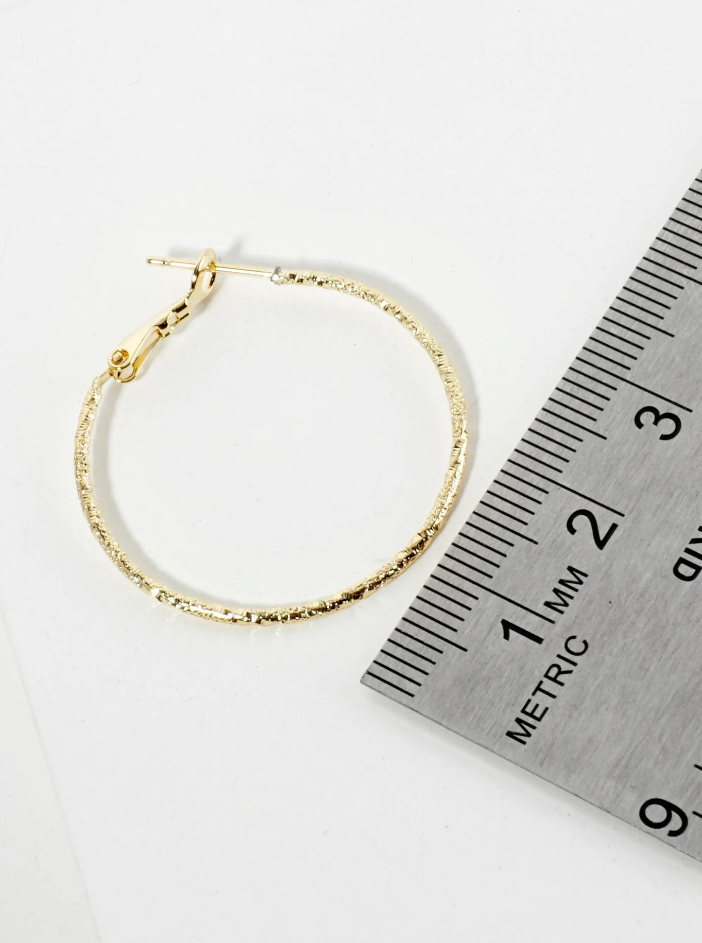 30mm Textured 14K-Gold-Dipped Lightweight Latch-Back Hoop Earrings