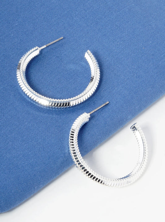 30mm Textured Brass Hoop Earrings