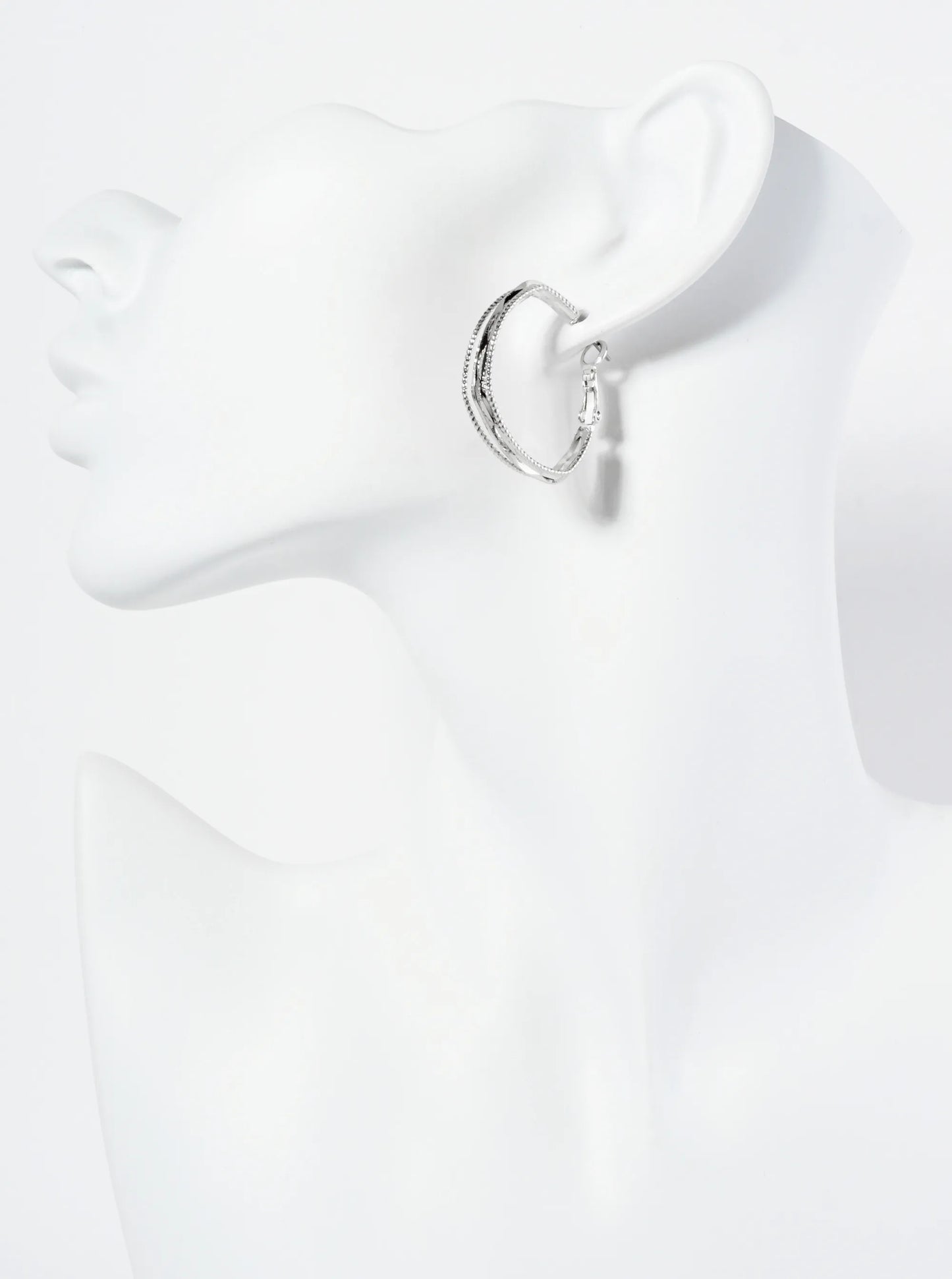 30mm Textured Layered 14K-Gold-Dipped Square Latch-Back Hoop Earrings