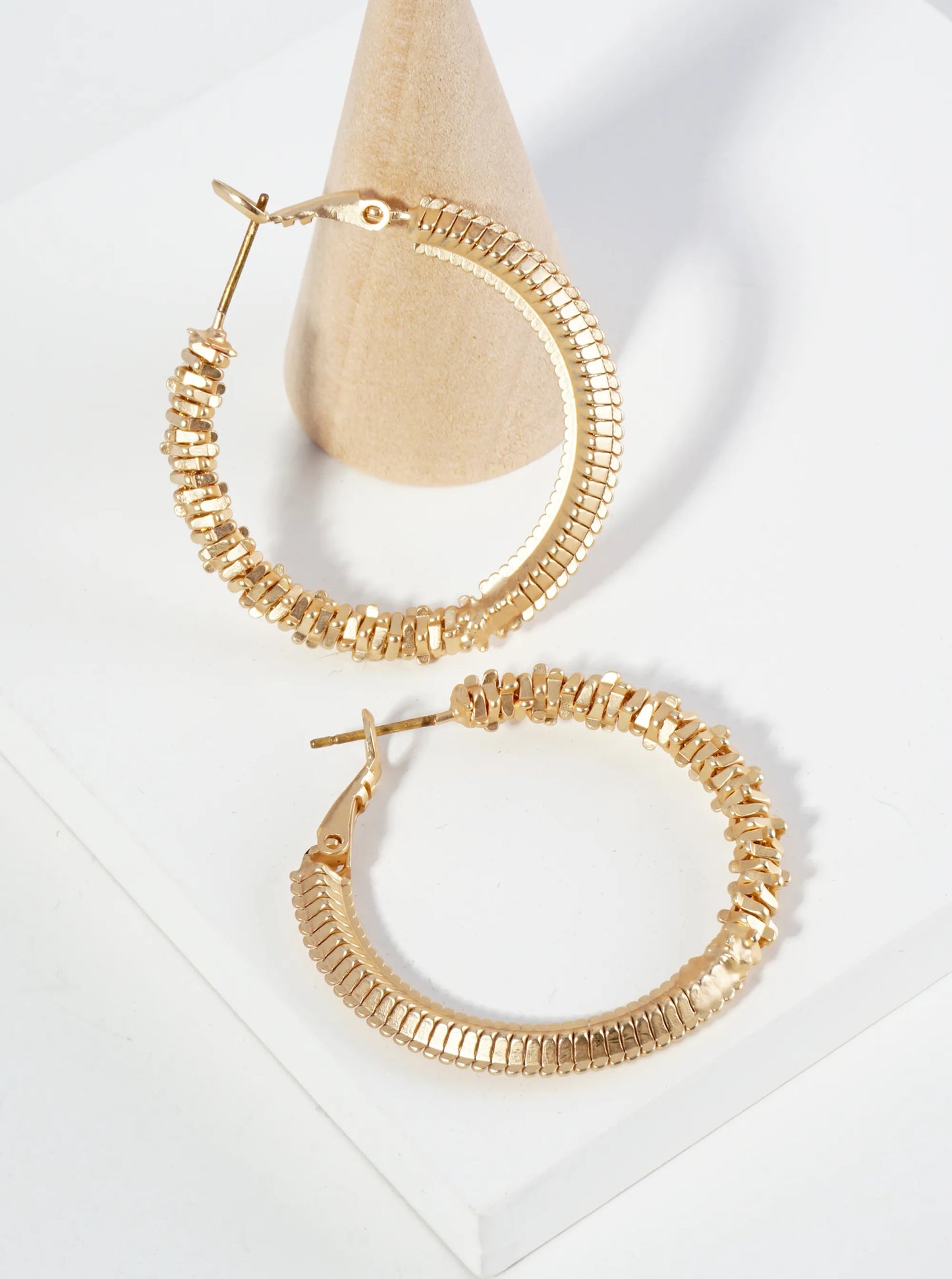 30mm Textured Metal Hoop Earrings