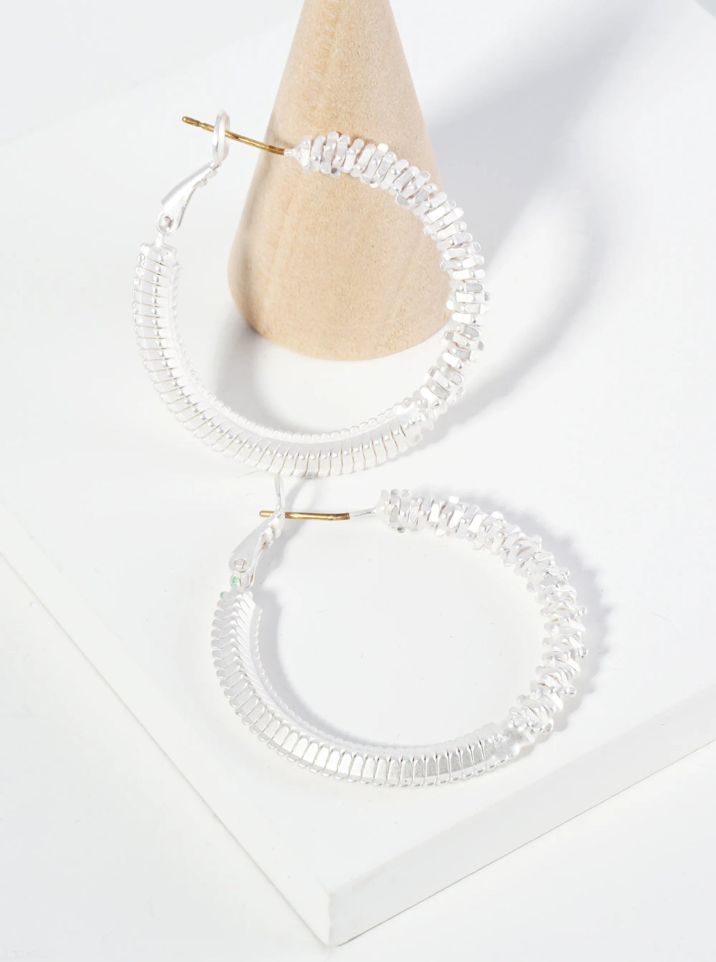 30mm Textured Metal Hoop Earrings