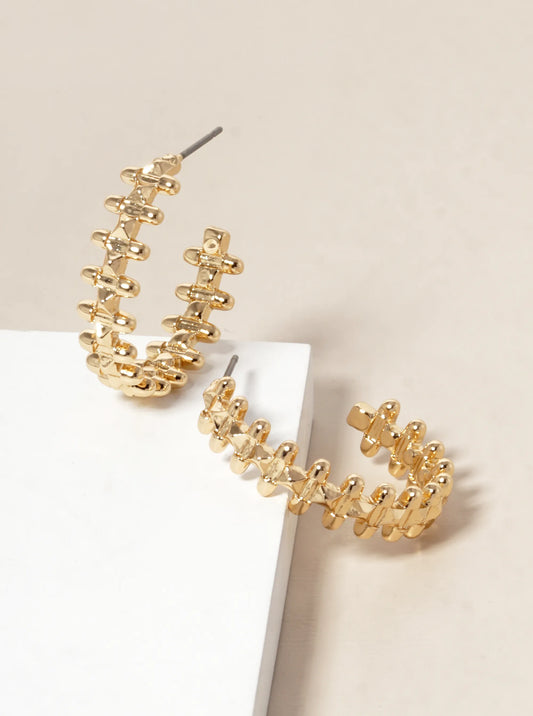 30mm Textured Metal Open Hoop Earrings