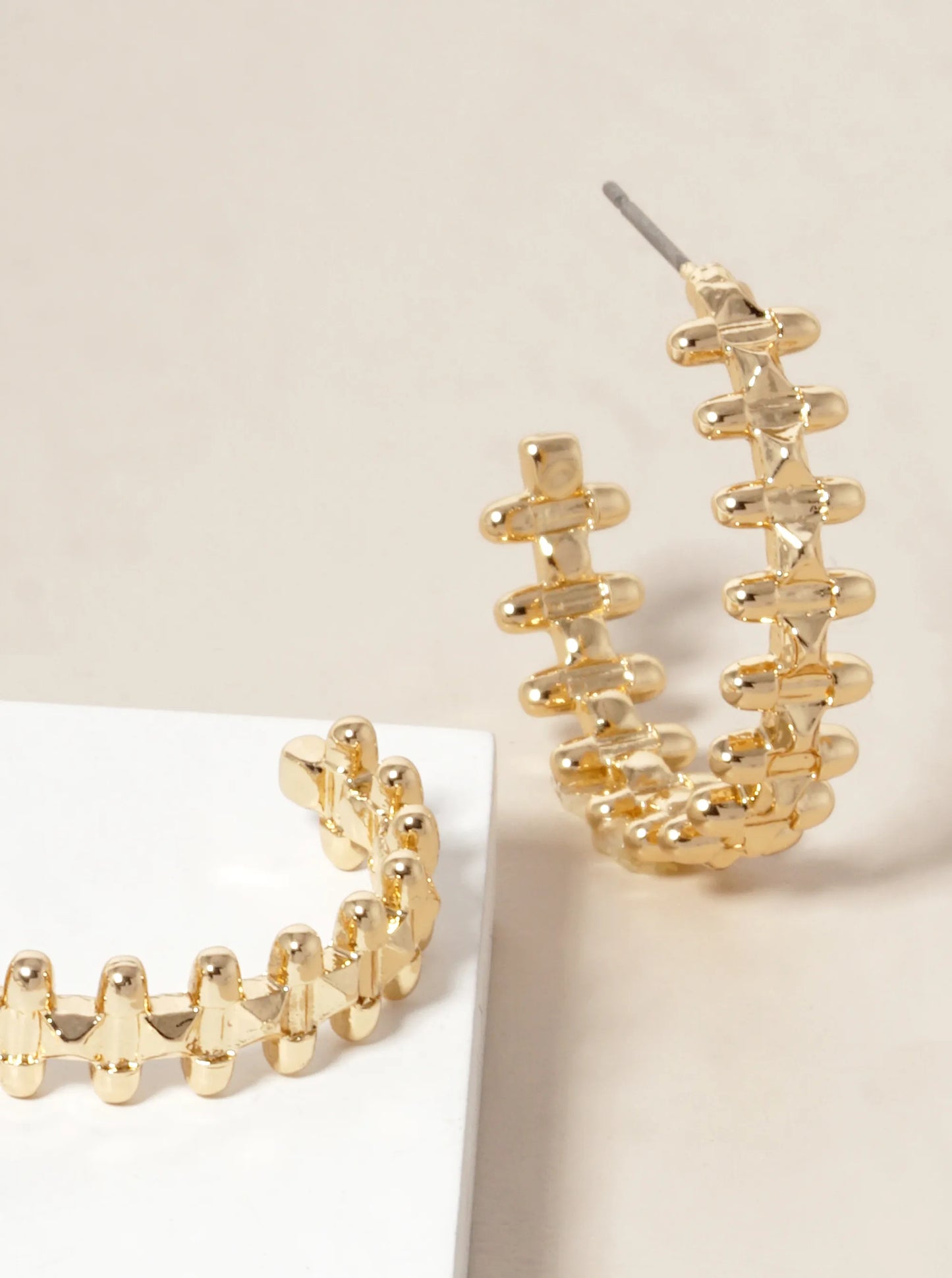 30mm Textured Metal Open Hoop Earrings