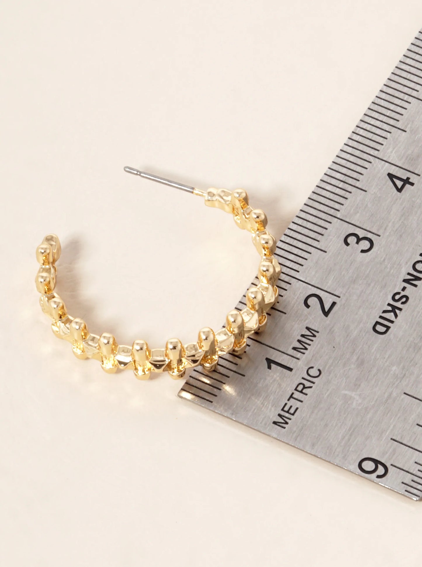 30mm Textured Metal Open Hoop Earrings